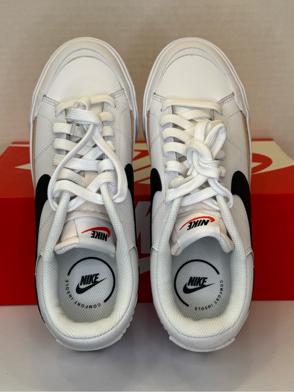 Nike Court Legacy Lift Women’s Platform Sneakers White/Black-Hemp - Picture 4 of 7